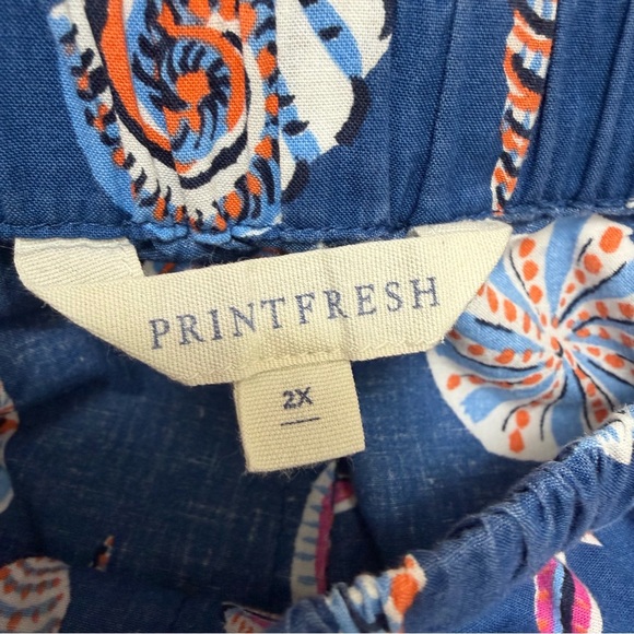 Printfresh Beachcomber Seashells 2 pc Pajama Set Top Shorts Organic Blue XXL - Picture 10 of 11